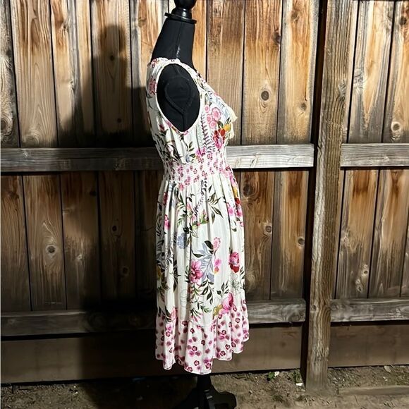 Bila dress tank floral tassel ties cream pink green Small FIRM on PRICE - Picture 4 of 7